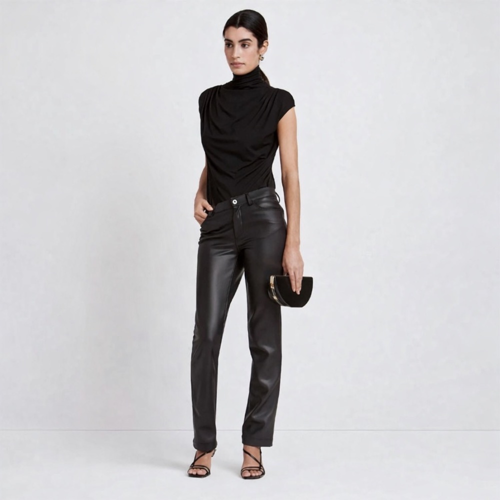 Marcella NYC Delancey Ruched High Neck Black Top | XS | NWT